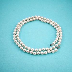 Vintage Long Faux Pearls Necklace